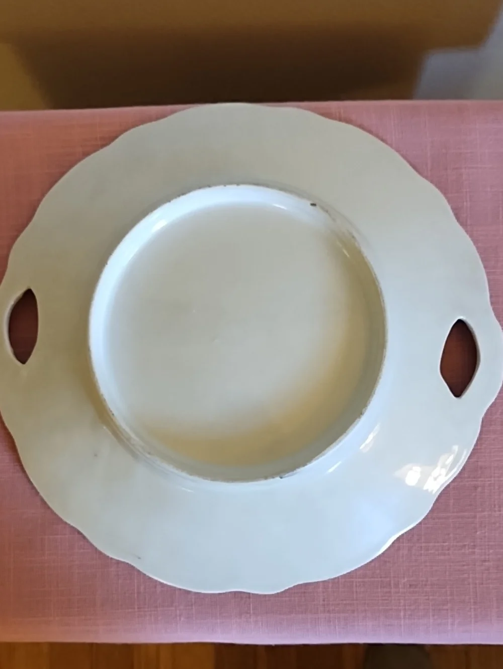 BEAUTIFUL PORCELAIN SERVING PLATE, WITH HANDLES ON EACH SIDE, AND LOVELY FLOWERS